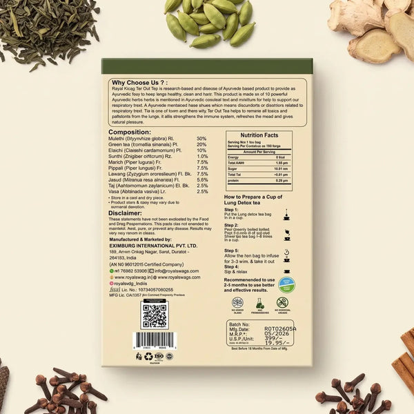 TarOut Lung Detox Tea Bags For Cold & Cough Relief